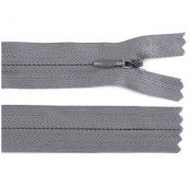 Zip skrytý, 22 cm, šedý